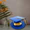 24 Count Graduation Cap Cake Topper Durable Plastic Party Decoration Royal Blue 3.5 Inch